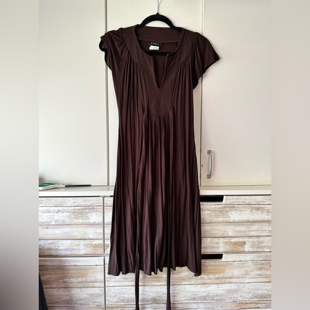 🤎 B Darlin Brown Empire Waist Midi Dress Flowy Boho Cottagecore S